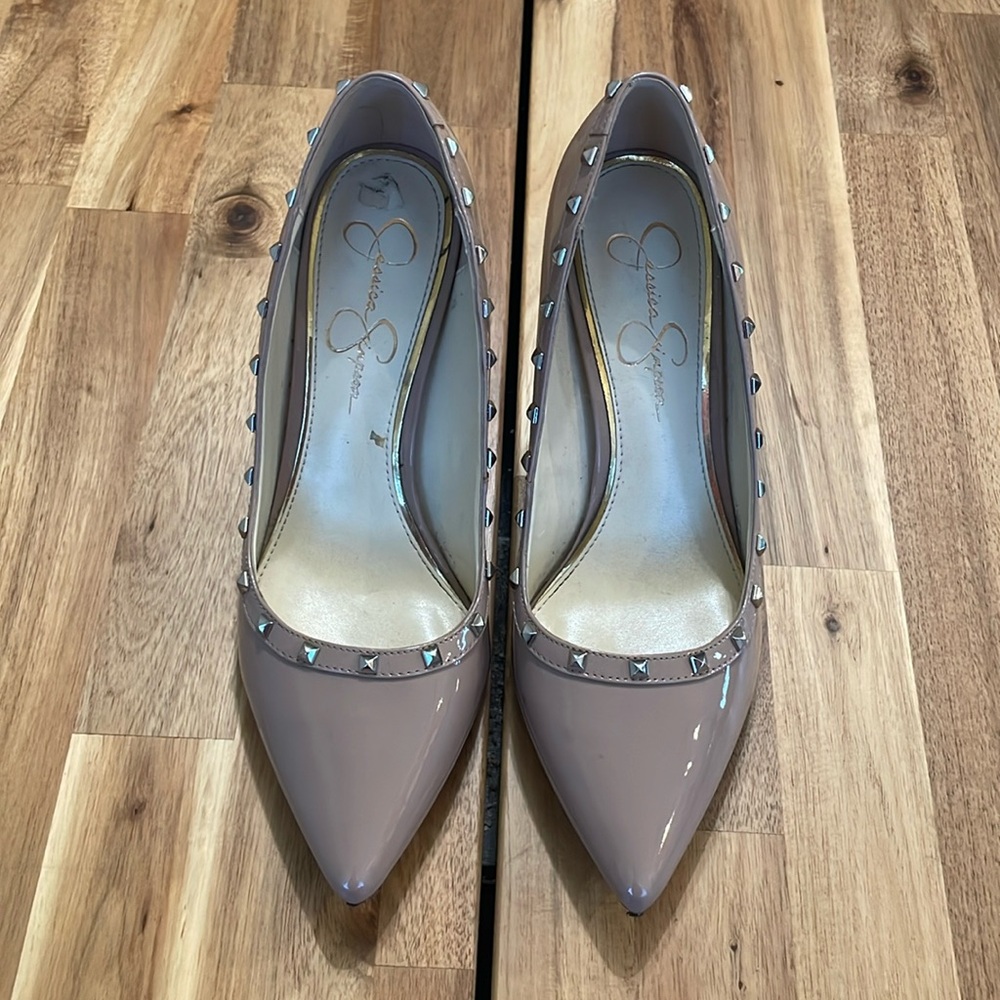 Jessica Simpson Nude Studded Pumps